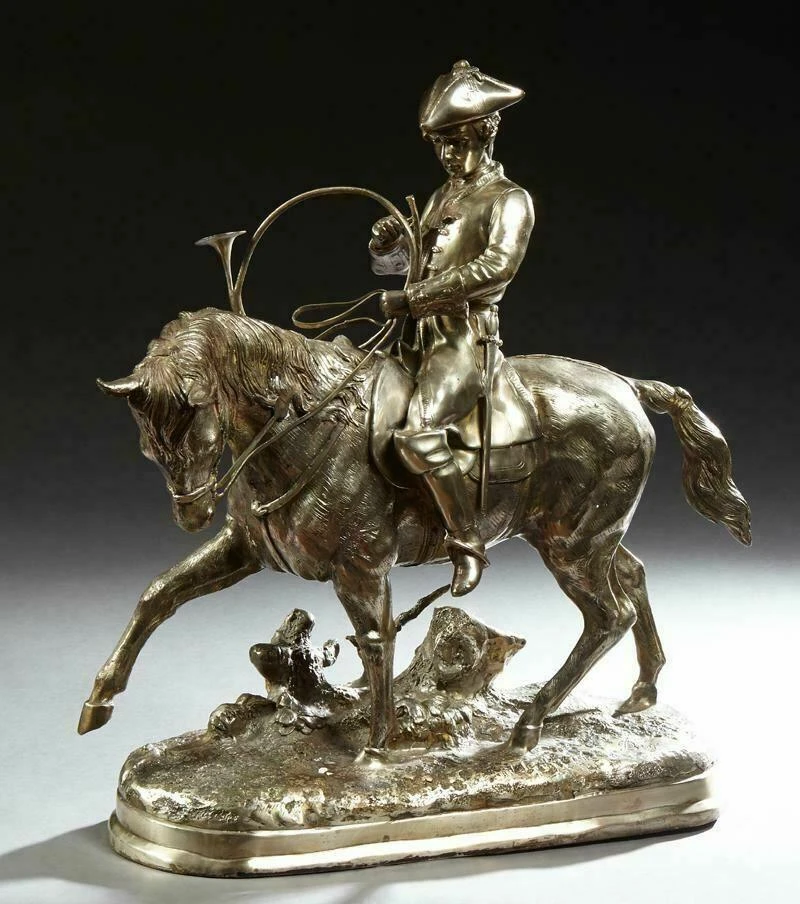 1800's "The Leader Of The Hunt" Bronze Sculpture After Antoine Louis Barye (1796-1875) 2 1800's "The Leader Of The Hunt" Bronze Sculpture After Antoine Louis Barye (1796-1875) - Image 2
