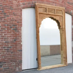 1800's Very Tall Raj Arch Indian Floor Mirror -chairish shop 1800s very tall raj arch indian floor mirror 3846