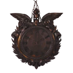 1890's Large Bronze Wall Clock With Wings Time Flies