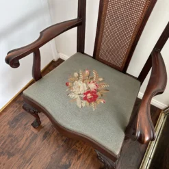 1900's Art Nouveau Mahogany Hall Chair -chairish shop 1900s art nouveau mahogany hall chair 1290 scaled