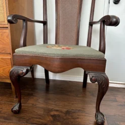 1900's Art Nouveau Mahogany Hall Chair -chairish shop 1900s art nouveau mahogany hall chair 3686 scaled