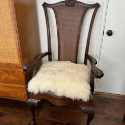 1900's Art Nouveau Mahogany Hall Chair -chairish shop 1900s art nouveau mahogany hall chair 9179 scaled