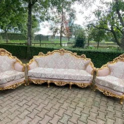 1900's French Louis Xvi Bergere Chairs In Gold Leaf And Pink Pale Damask-A Pair -chairish shop 1900s french louis xvi bergere chairs in gold leaf and pink pale damask a pair 3685