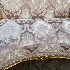 1900's French Louis XVI Corbeille Settee In Pink Damask -chairish shop 1900s french louis xvi corbeille settee in pink damask 8457
