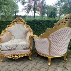 1900's French Louis Xvi Sofa Set In Gold Leaf Beech And Pale Pink Damask - 3 Pcs -chairish shop 1900s french louis xvi sofa set in gold leaf beech and pale pink damask 3 pcs 3786