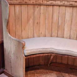 1900’s French Solid Pine Breakfast Nook Bench -chairish shop 1900s french solid pine breakfast nook bench 7407