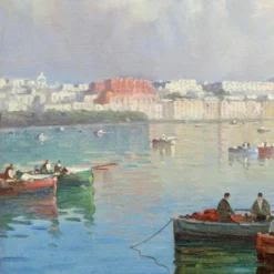 1900's Italian Bay Of Naples Oil Painting -chairish shop 1900s italian bay of naples oil painting 2009 scaled