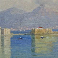 1900's Italian Bay Of Naples Oil Painting -chairish shop 1900s italian bay of naples oil painting 2767 scaled