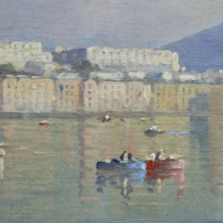 1900's Italian Bay Of Naples Oil Painting -chairish shop 1900s italian bay of naples oil painting 4999 scaled