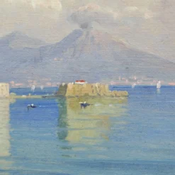 1900's Italian Bay Of Naples Oil Painting -chairish shop 1900s italian bay of naples oil painting 7249 scaled