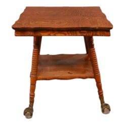 1910's Solid Oak Table With Iron Claw & Ball Foot