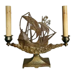 1920's Art Deco Bronze Ship/ Boat Table Lamp Style Oscar Bach