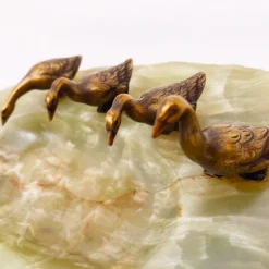 1920's Art Deco, Green Onyx With Bronzed Ducks - Whatnots Holder -chairish shop 1920s art deco green onyx with bronzed ducks whatnots holder 3420