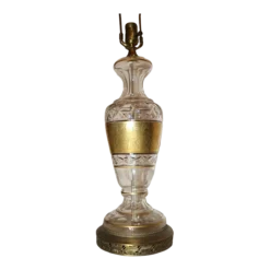 1920's Art Deco Josef Hoffmann Wiener Werkstatte Art Glass With Gilt Floral Banding Table Lamp