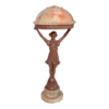 1920's Art Deco Pink Alabaster Figurine Lamp