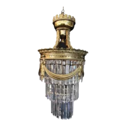 1920's Bronze And Crystal Light