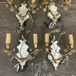 1920's French Art Deco Beveled Mirror Cut Crystal Back Bronze Wall Sconces Set Of 3 -chairish shop 1920s french art deco beveled mirror cut crystal back bronze wall sconces set of 3 1951