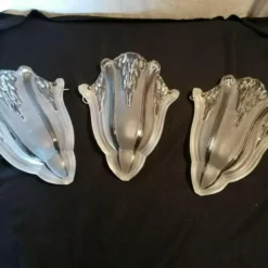 1920's French Art Deco Glacier Form Art Glass Angular Wall Sconces Signed By Ezan Set Of 3 -chairish shop 1920s french art deco glacier form art glass angular wall sconces signed by ezan set of 3 2919