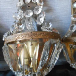 1920's French Louis XVI Style Bronze/ Cut Cascading Crystal W/ Bronze Wall Sconces Set Of 4 -chairish shop 1920s french louis xvi style bronze cut cascading crystal w bronze wall sconces set of 4 0935