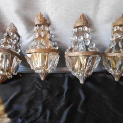 1920's French Louis XVI Style Bronze/ Cut Cascading Crystal W/ Bronze Wall Sconces Set Of 4 -chairish shop 1920s french louis xvi style bronze cut cascading crystal w bronze wall sconces set of 4 1349
