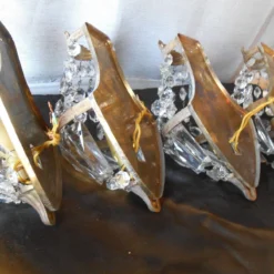 1920's French Louis XVI Style Bronze/ Cut Cascading Crystal W/ Bronze Wall Sconces Set Of 4 -chairish shop 1920s french louis xvi style bronze cut cascading crystal w bronze wall sconces set of 4 7599