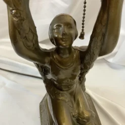 1920’s Gold Spelter Art Deco Joan Of Arc Table Lamp -chairish shop 1920s gold spelter art deco joan of arc table lamp 2145 scaled