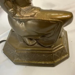 1920’s Gold Spelter Art Deco Joan Of Arc Table Lamp -chairish shop 1920s gold spelter art deco joan of arc table lamp 6100 scaled