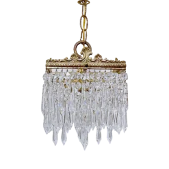 1920's Italian Brass Rim Chandelier