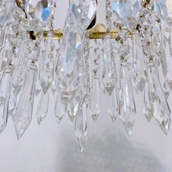 1920's Italian Brass Rim Chandelier -chairish shop 1920s italian brass rim chandelier 8522 scaled