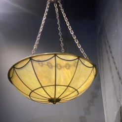 1920’s Leaded Glass Light Fixture -chairish shop 1920s leaded glass light fixture 8885 scaled