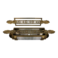 1920's Original Antique Classic Art Deco Bronze/ Glass Rod Floral Form Theatre Wall Sconce Plus Extra Bronze Front Attrib. Atelier Petitot