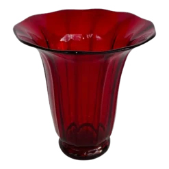 1920’s Red Faceted Art Glass Vase