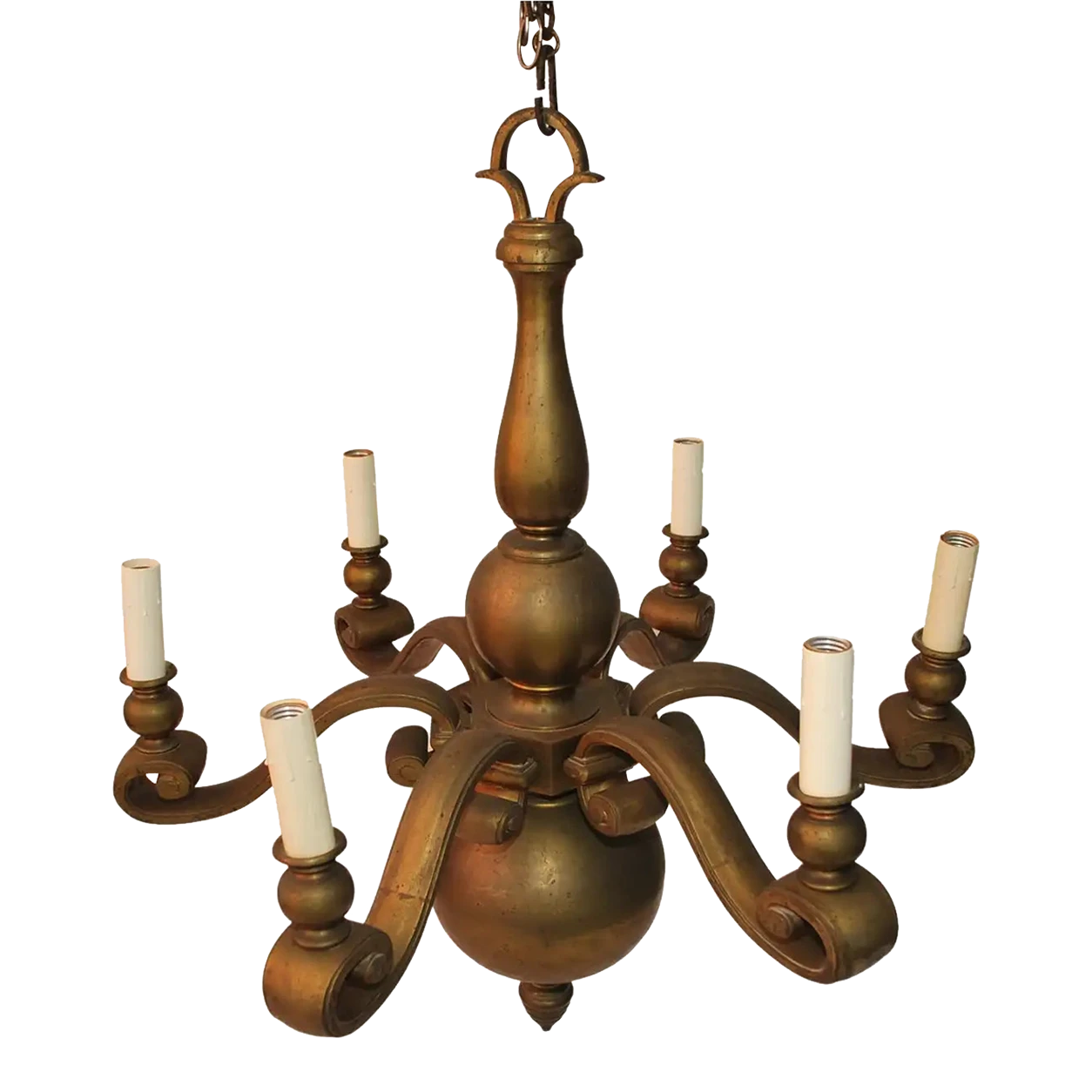 1920's Solid Brass Chandelier 1 1920's Solid Brass Chandelier