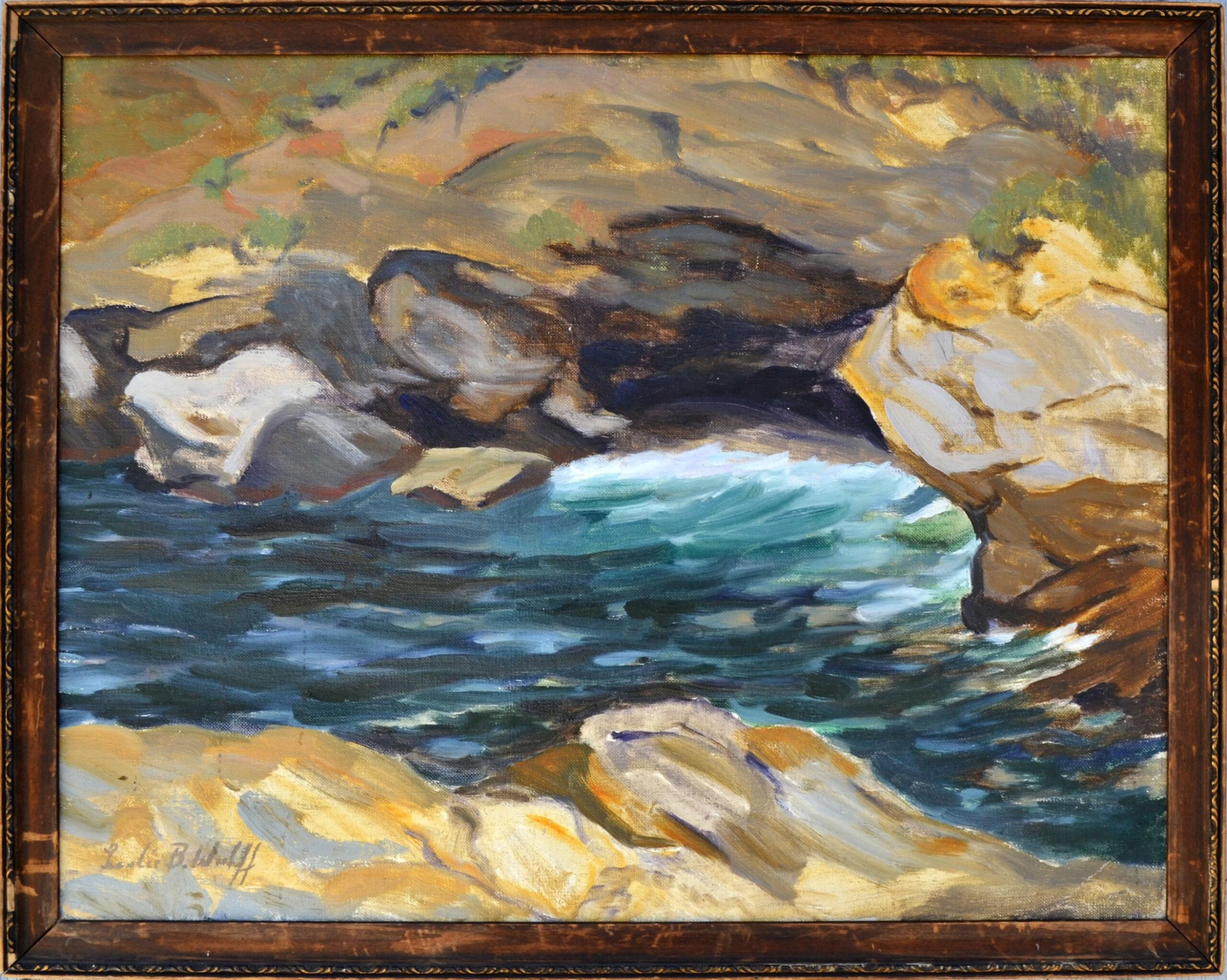 1930's Abstracted Landscape Water On The Rocks - By Leslie Bruner Wulff 4 1930's Abstracted Landscape Water On The Rocks - By Leslie Bruner Wulff - Image 4