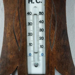 1930’s Art Deco Antique Weather Station Barometer Thermometer In Carved Wood And Beveled Glass -chairish shop 1930s art deco antique weather station barometer thermometer in carved wood and beveled glass 1045 scaled