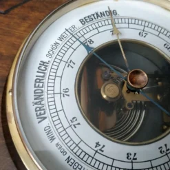 1930’s Art Deco Antique Weather Station Barometer Thermometer In Carved Wood And Beveled Glass -chairish shop 1930s art deco antique weather station barometer thermometer in carved wood and beveled glass 1490 scaled