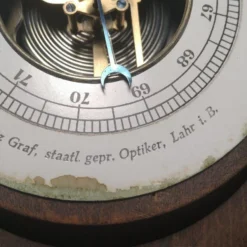 1930’s Art Deco Antique Weather Station Barometer Thermometer In Carved Wood And Beveled Glass -chairish shop 1930s art deco antique weather station barometer thermometer in carved wood and beveled glass 5407