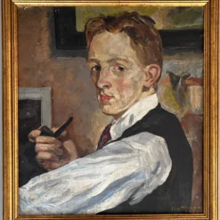 1930's C. A. Taylor Philadelphia Artist Self Portrait Oil Painting On Canvas -chairish shop 1930s c a taylor philadelphia artist self portrait oil painting on canvas 0025