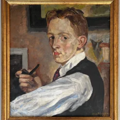 1930's C. A. Taylor Philadelphia Artist Self Portrait Oil Painting On Canvas -chairish shop 1930s c a taylor philadelphia artist self portrait oil painting on canvas 2864 scaled