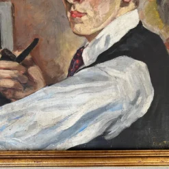 1930's C. A. Taylor Philadelphia Artist Self Portrait Oil Painting On Canvas -chairish shop 1930s c a taylor philadelphia artist self portrait oil painting on canvas 2945 scaled