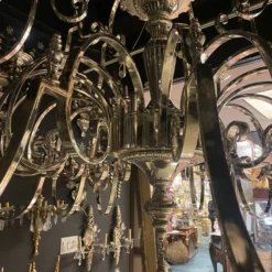 1930’s English Silver Plated Chandelier -chairish shop 1930s english silver plated chandelier 3800 scaled