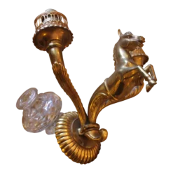 1930's French Art Deco Solid Bronze "Equine" Horse Figural Wall Sconce Attrib. Maison Jansen