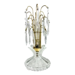 1930’s French Style Hollywood Regency Waterfall Crystal Prism Accent Table Lamp