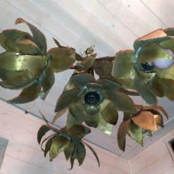 1930's Large French Art Deco Bronze Brutalist Floral Chandelier Attrib. Maison Jansen -chairish shop 1930s large french art deco bronze brutalist floral chandelier attrib maison jansen 0638