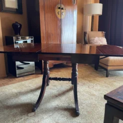 1930's Mahogany Drop Leaf Table With One Fold Out Leaf -chairish shop 1930s mahogany drop leaf table with one fold out leaf 1734 scaled