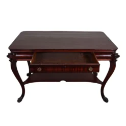 1930's Mahogany Lion Head Library Table -chairish shop 1930s mahogany lion head library table 0079