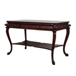 1930's Mahogany Lion Head Library Table -chairish shop 1930s mahogany lion head library table 3294