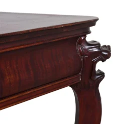 1930's Mahogany Lion Head Library Table -chairish shop 1930s mahogany lion head library table 9631