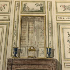 1930’s Original French Interior Architectural Watercolor Painting Signed Derry -chairish shop 1930s original french interior architectural watercolor painting signed derry 3383