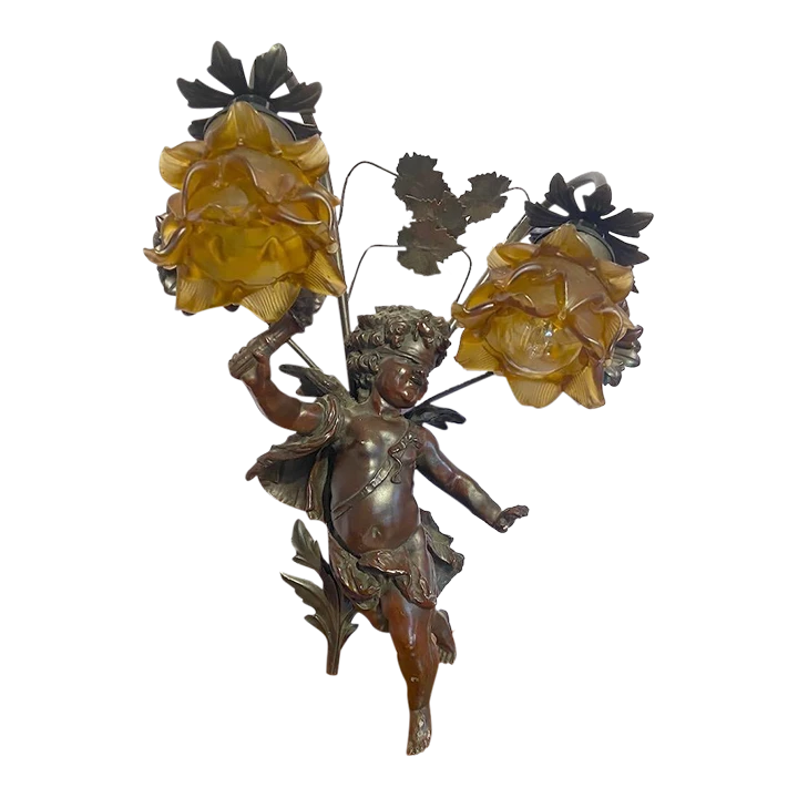 1940's Baroque Style Blindfolded Cupid Sconce/Wall Lamp 1 1940's Baroque Style Blindfolded Cupid Sconce/Wall Lamp